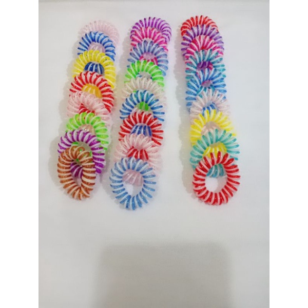 ikat rambut sprilal kabel telefon / ikat rambut spiral 2 warna