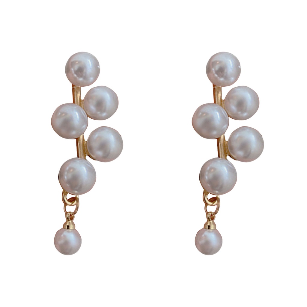 Hu Hu Hu Hu Hu Alat Bantu Pasang Kacamata♡ 1 Pasang Anting Juntai Bentuk Awan Hati Aksen Mutiara Berlian Imitasi Untuk Wanita