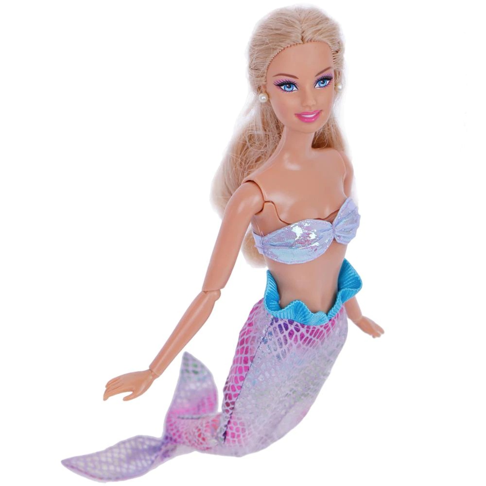 High Quality Fairy Tale Outfit Copy Mermaid Princess Tops Blue Fishtail Clothes For Barbie Doll