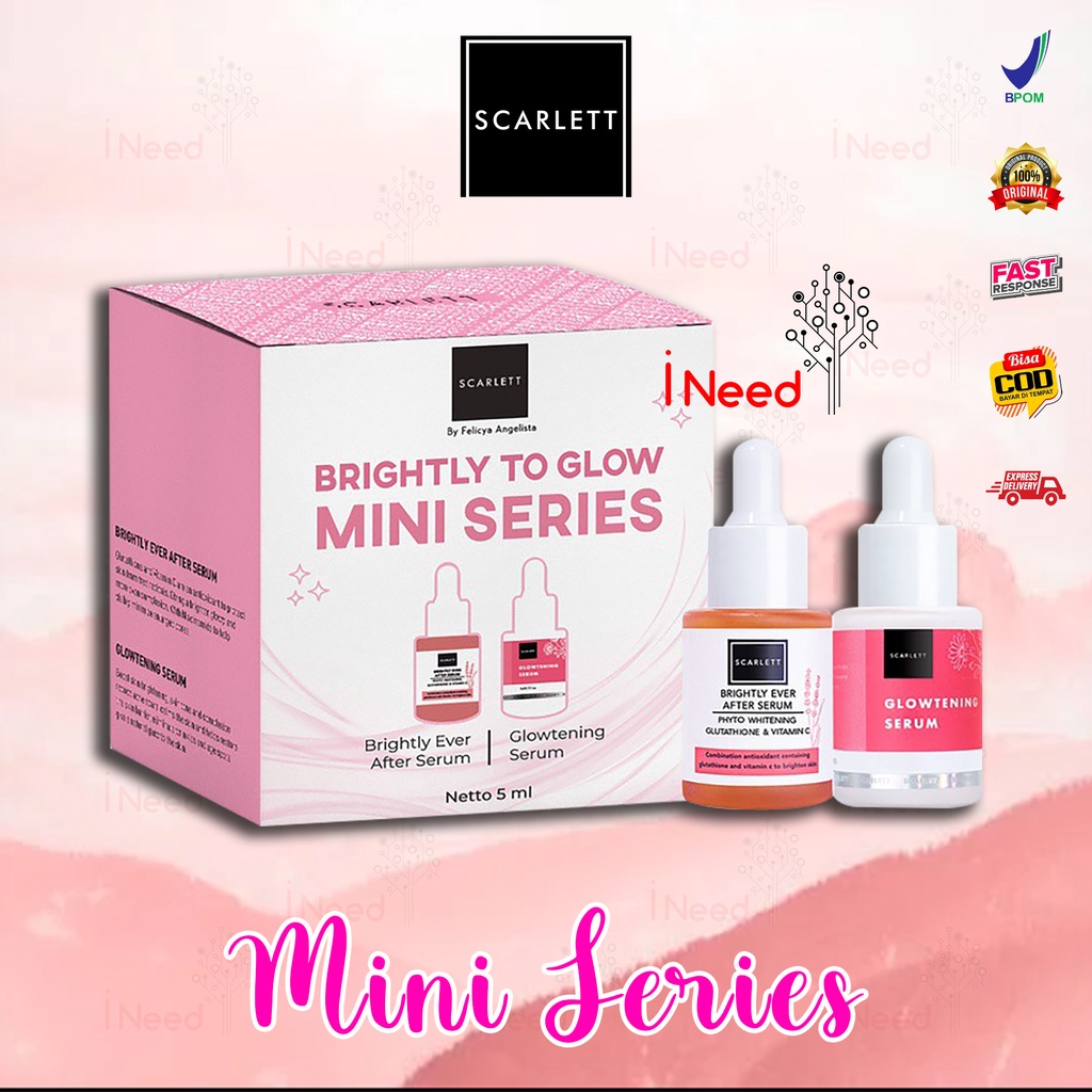 (INEED) Scarlett Whitening Brightly Acne to Glow Mini Series Paket Mini Scarlett Serum Brightly Acne BPOM