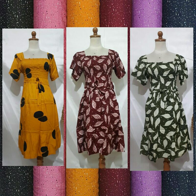 DASTER DRESS KERUT KOTAK REMPEL