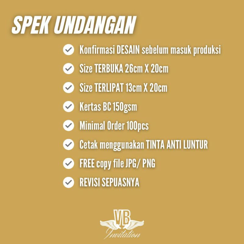UNDANGAN PERNIKAHAN MURAH UNIK CANTIK DAN ELEGAN DESIGN AESTHETIC KEKINIAN 13 × 20 VBU 004