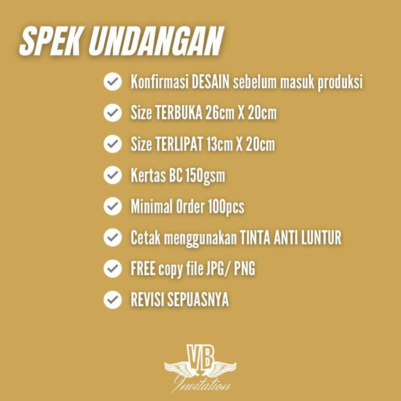 UNDANGAN PERNIKAHAN MURAH UNIK CANTIK DAN ELEGAN DESIGN AESTHETIC KEKINIAN 13 × 20 VBU 004