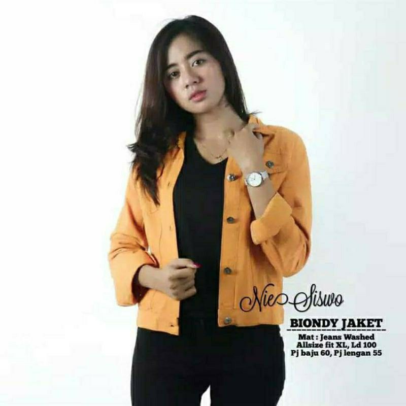 0JACKET JEANS WANITA  BIONDY CROP DENIM JAKET LEPIS JINS JAKET CEWE CEWEK JAKET MURAH TERBARU LEVIS-MUASTRAD