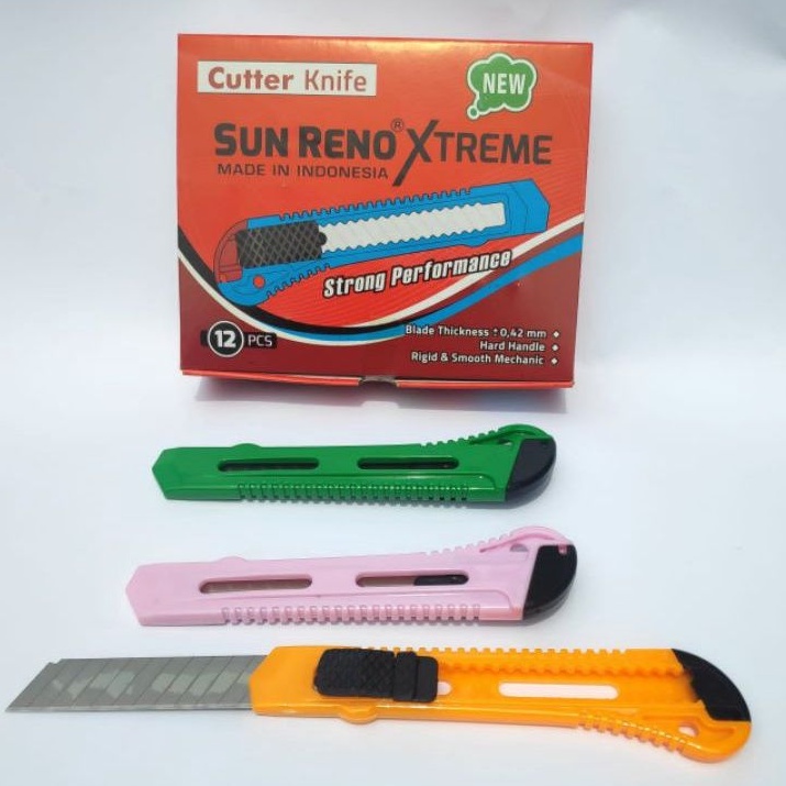 

Pisau Cutter, Kater, Cutter Knife besar SUNRENO XTREME, 1dus (12pcs) made in Indonesia