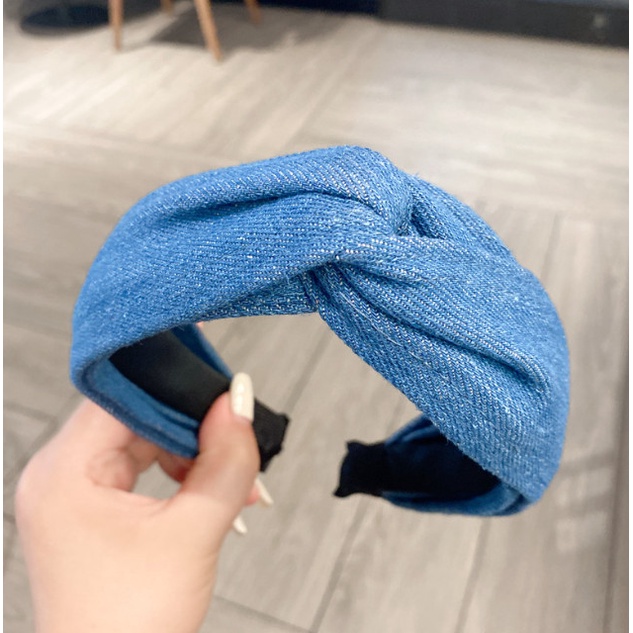 Bando Bandana Korea Wanita / Bando Simpul Jeans Denim Apta