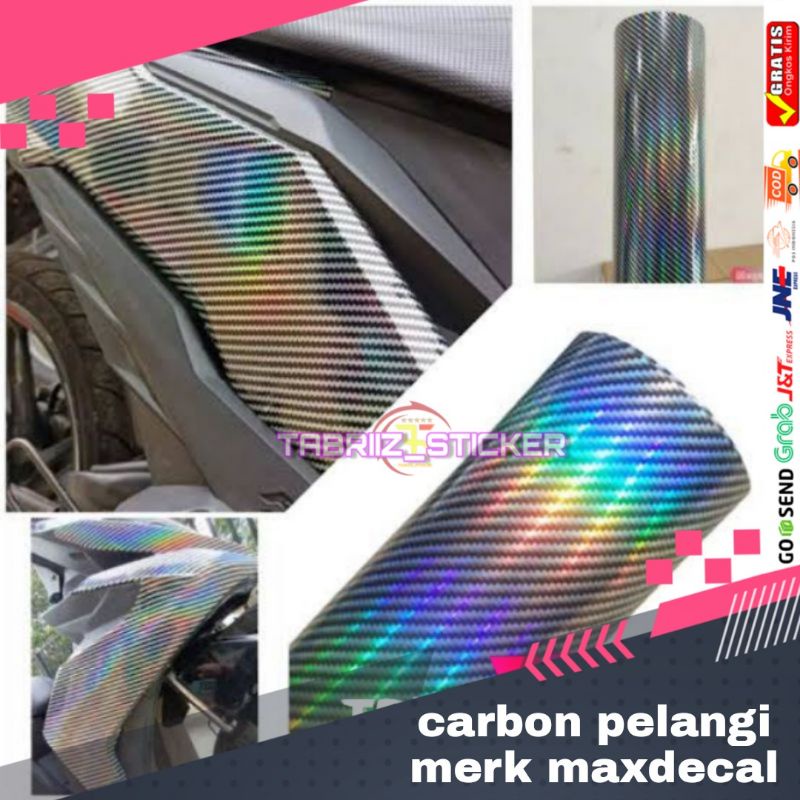 Stiker skotlet karbon pelangi stiker scotlite motor karbon hologram Transparan merk maxde