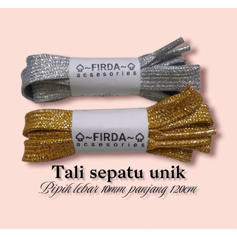 tali sepatu glitter emas dan silver dijual/pasang