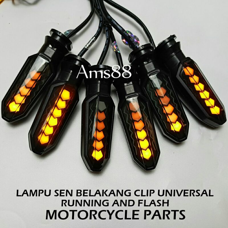 Lampu Sein Motor -Lampu Sen Clip Led Running Flash 2 Mode Universal Motor Cbr150 Klx Crf Gsx R15 Ninja150 Dll