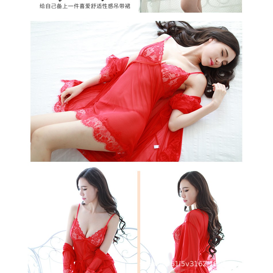 lingerie women1 set 3pcs terbaru cardigan panties longnight pengantin baru renda