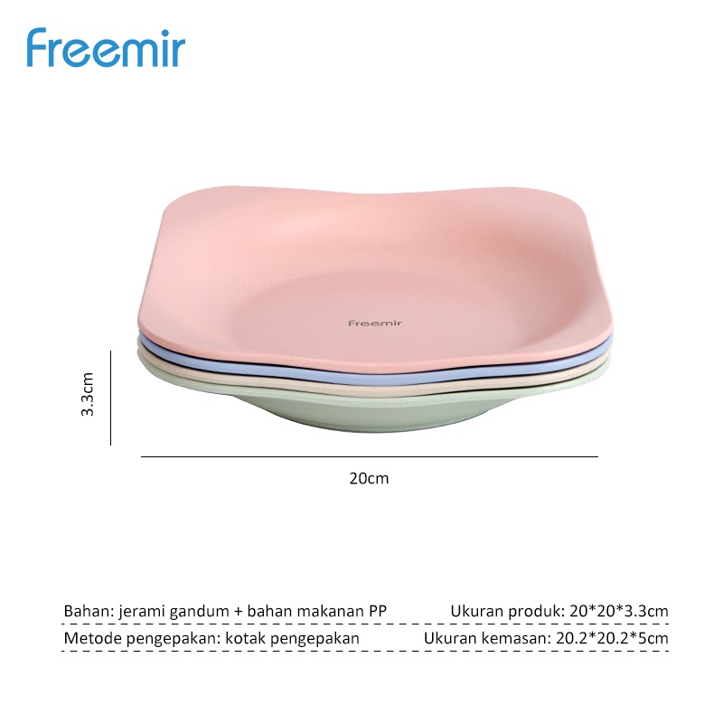 Freemir Set 4 Pcs Piring Bunga 20cm Piring Makan Wheat Straw Set 4 Pcs Warna-warni Jerami Gandum Mix Piring Besar-8