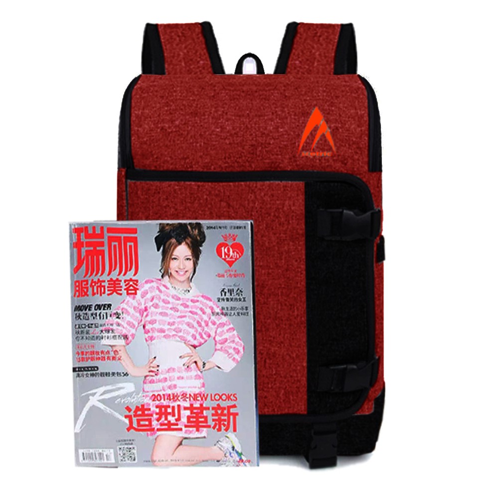 SHOPEE 6.6 SUPER SALE!! Metric M-33800 New Tas Ransel Trendy Backpack Sekolah Model Korea Fashion Pria dan Wanita - Red