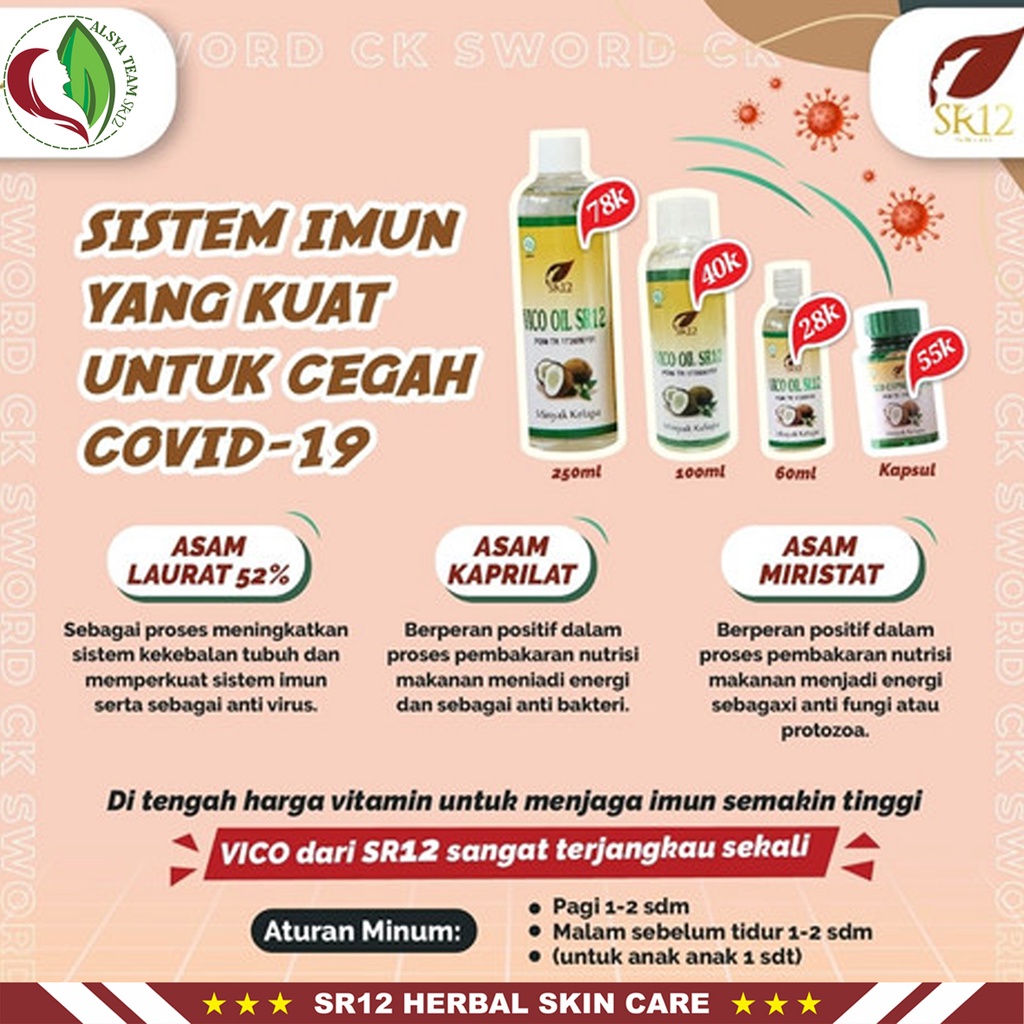 Minyak VCO SR12 | VCO Oil SR12 Herbal Netto 250ml | Memperkuat Imun Tubuh | Menjaga Kesehatan