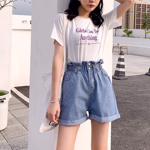 Hot pants wanita korean short pants wanita pendek stretch jeans high waist jeans kasual dewasa jins 2022 terbaru