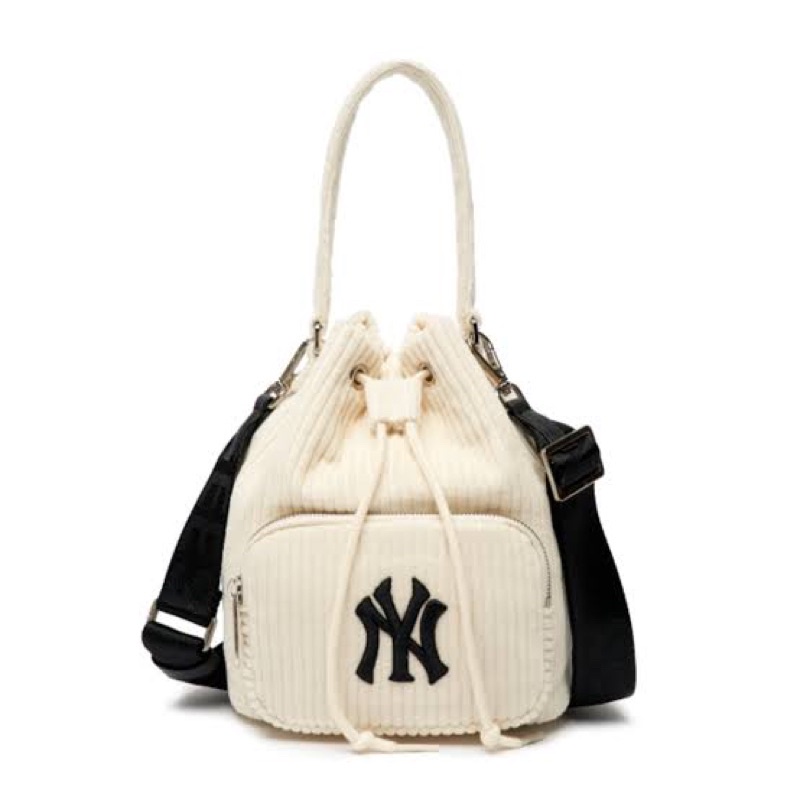 MLB Corduroy Bucket Bag Cream