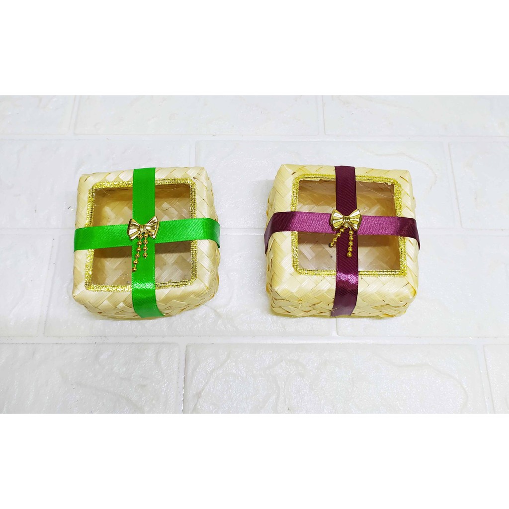 Besek cookie Mini GOLDEN BOW - Besek Mini Cantik Wadah Snack Lebaran