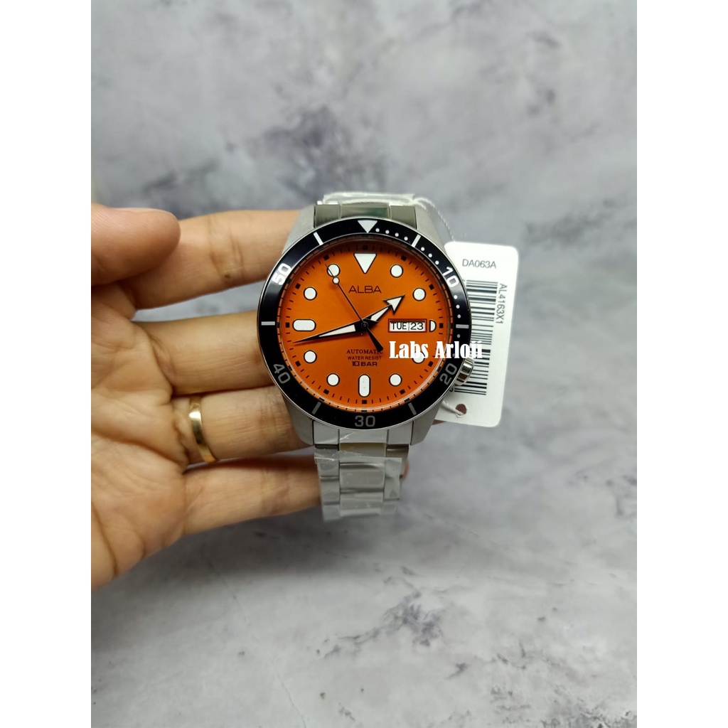 Jam Tangan Automatic Pria Men ALba AL4163X1 AL4163 Orange Original