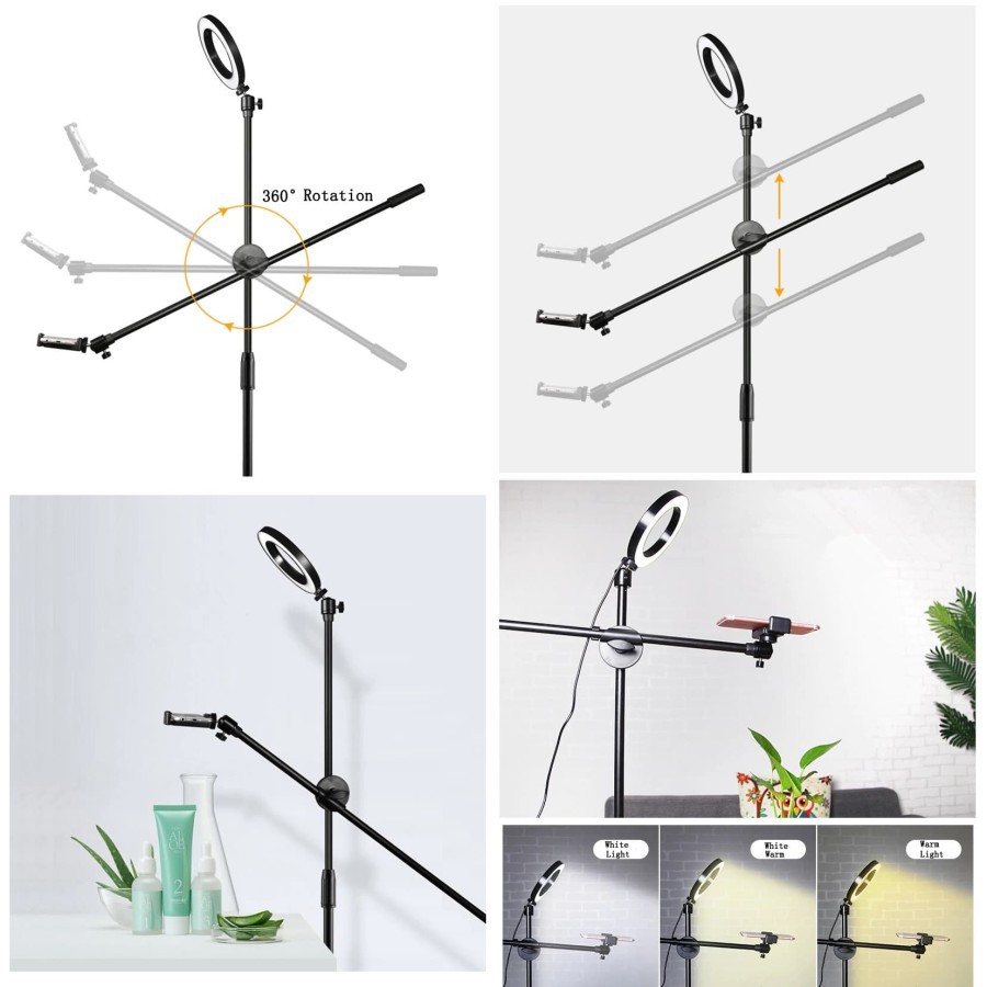 TRIPOD BOOM ARM ROTARY FLAT LAY VIDEO STAND HP OVERHEAD RING LIGHT 180