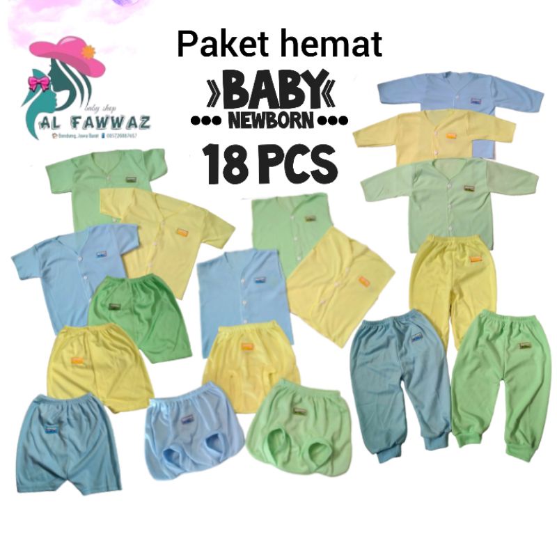 18 pcs paket hemat baju bayi polos