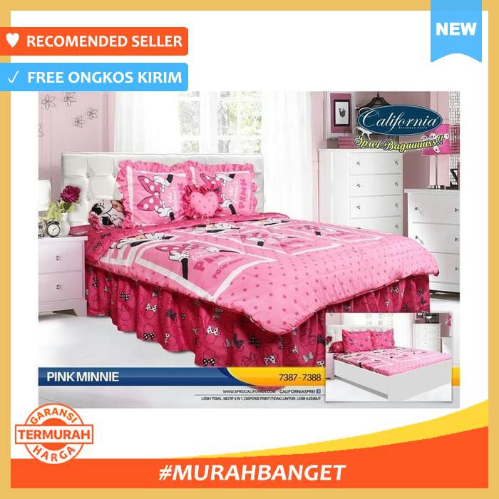 SPREI RUMBAI CALIFORNIA 180X200 PINK MINNIE / MINIE MOUSE