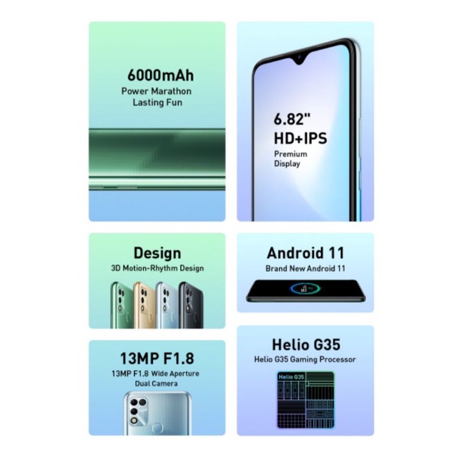 Hp Terbaru Infinix Hot 11 Play 4/64 Ram 4GB Rom internal 64GB - New Original Garansi Resmi - Helio G35 13MP 6.82 HD+ Full Display Layar Besar Baterai 6000 mAh - Warna Green Blue Gold Black - Hitam Biru Emas Hijau - Promo Murah Lebay 4 64 GB-1