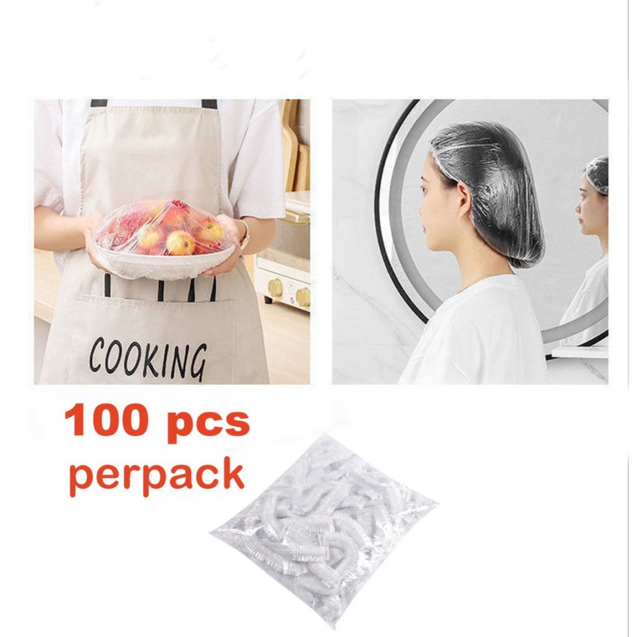 Shower Cap Hotel Plastik Pelindung Makanan ISI 10PCS / Penutup kepala mandi Shower Cap Plastik Pelindung Serbaguna