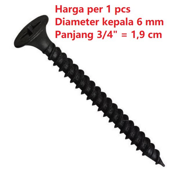 Drywall screw sekrup baut ulir lancip dry wall partisi gypsum plafon lisplang talang air bulat kotak