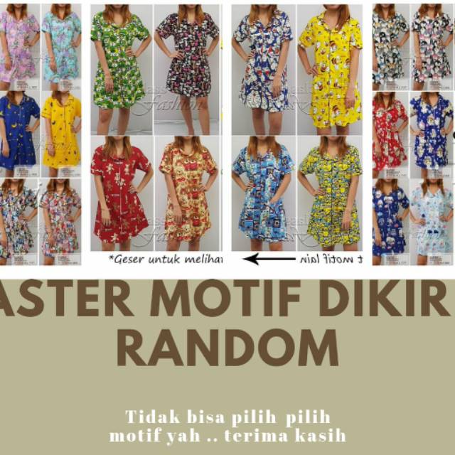 LFF piyama daster dewasa/fit to xl/murah/grosir/motif dikirim RANDOM