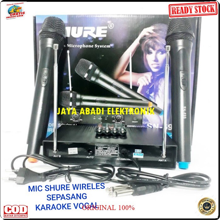 G148 Shure mic Wireless sepasang mik karaoke system microphone wireles mikrophone dual pegang profesional pro suara audio sound sistem vokal vocal panggung G148  BISA SEGALA JENIS AUDIO SOUND  2PCS MIC WIRELESS  BATERAI AA  2 unit mic handle jarak 20 - 30