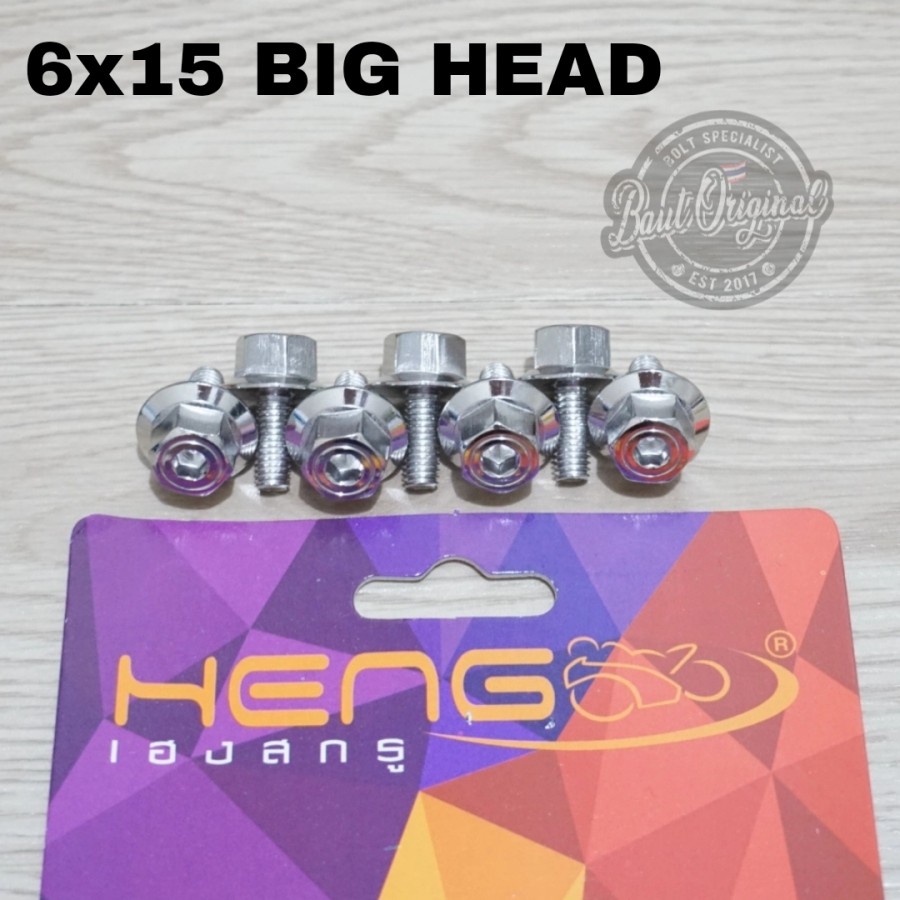 baut probolt 2 kunci stainless 6x15 big head drat 10 panjang 1.5cm ori heng