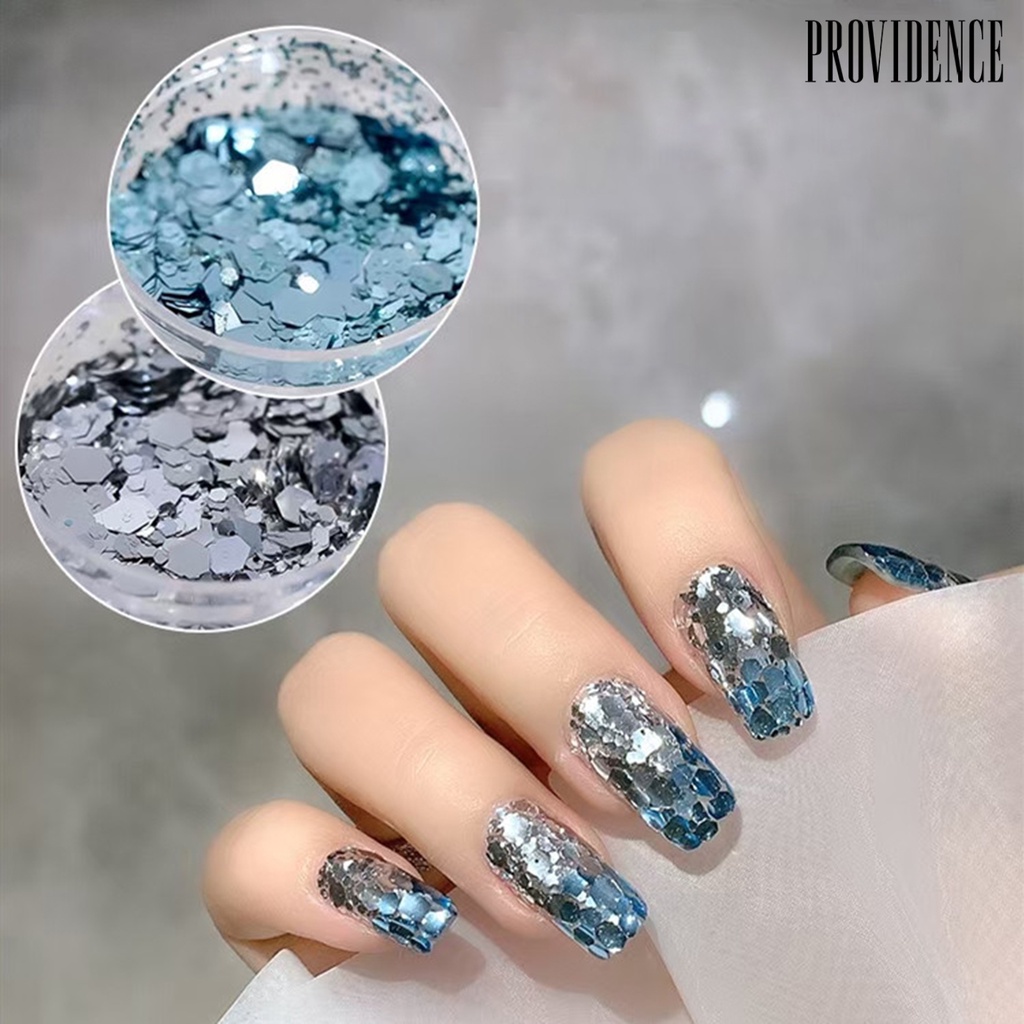 Providence 2Pcs/Set Nail Flakes Mermaid Effect Glitter Blue Sparkly Mix Hexagon Colorful Sequins for Beauty