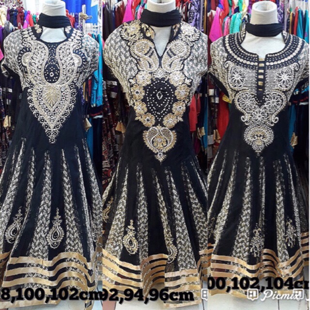 Baju stelan celana salendang india hitam black saree sari indiahe murah obral murmer