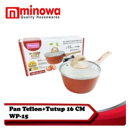 Minowa Panci / Teflon / Pan Teflon Marble + Tutup 16 cm Anti Lengket