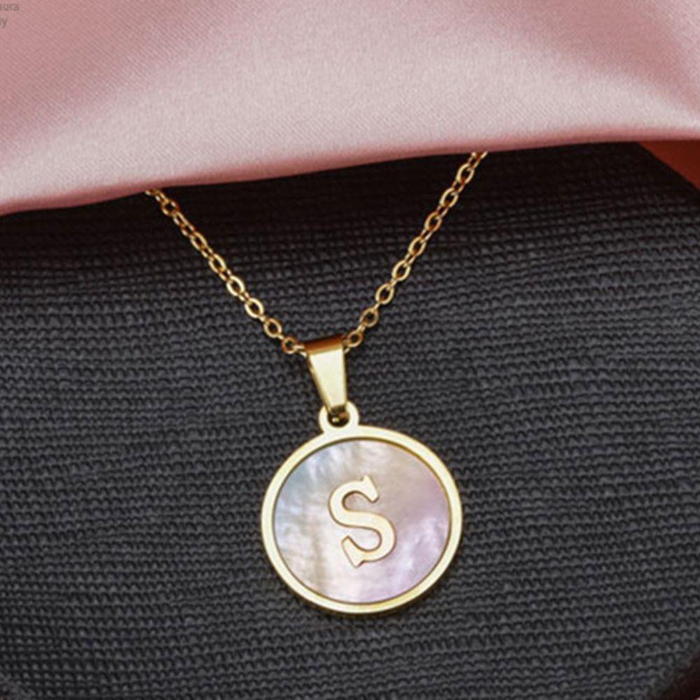 R-bunga Kalung Gadis Shell Perhiasan Wanita Titanium Steel Rantai Kalung