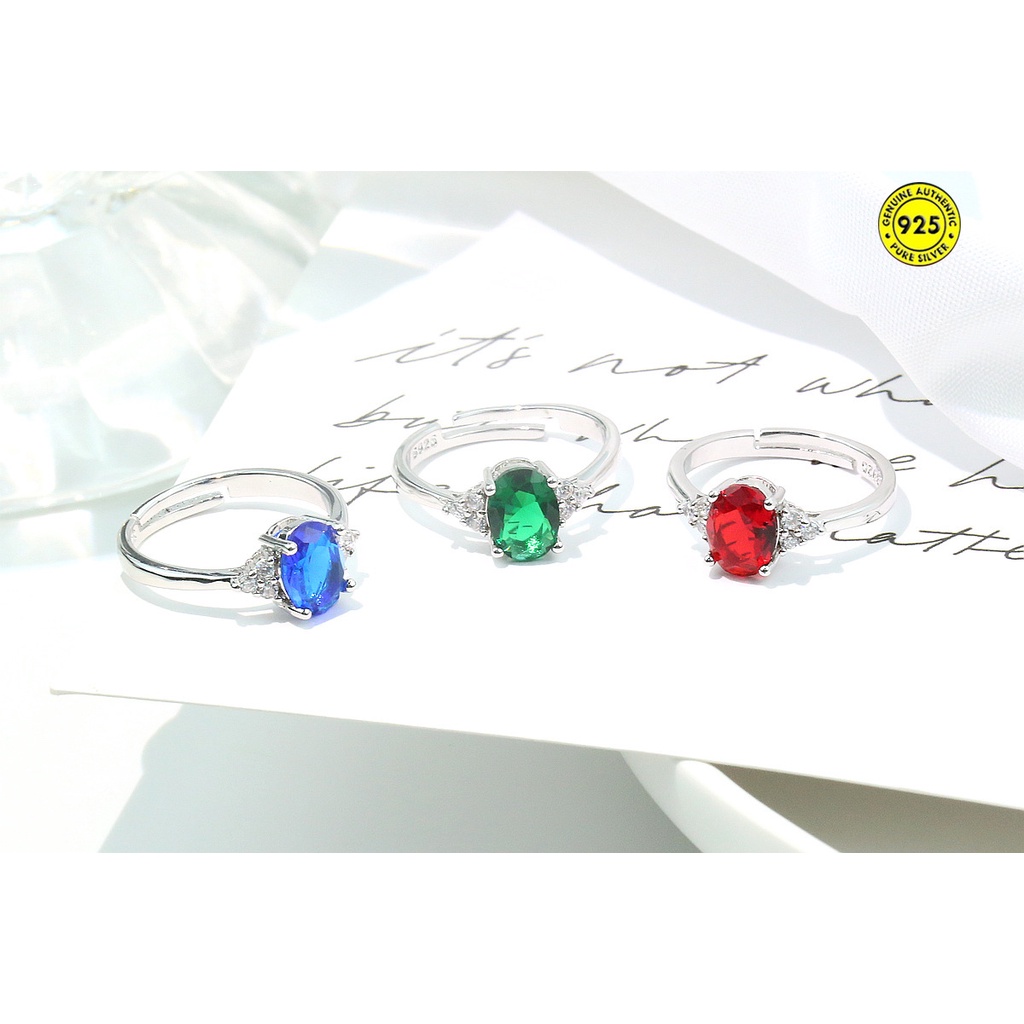 Cincin Kristal Emerald Warna Merah Dan Biru Untuk Wanita