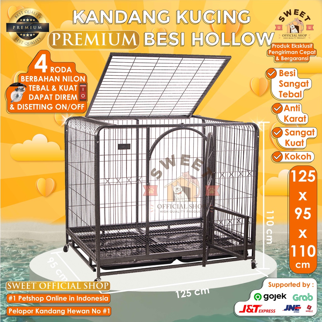 KANDANG KUCING ANJING BESI HOLLOW SUPER ESKTRA TEBAL SIZE 125x110x95 PREMIUM QUALITY
