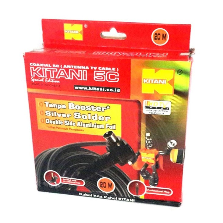 Kitani 5C + Plug 20 Meter - Antenna TV Cable Coaxial - Kabel Antena LED - LCD - CRT