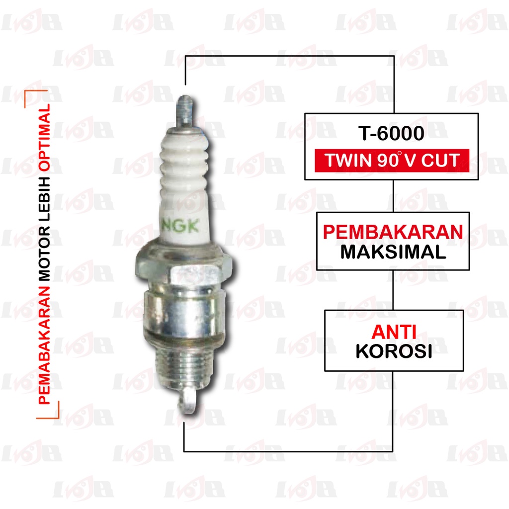 Busi NGK Vespa T6000 Drat Panjang Spartan Excel Spark Plug Busi Motor Vespa Piagio 2T