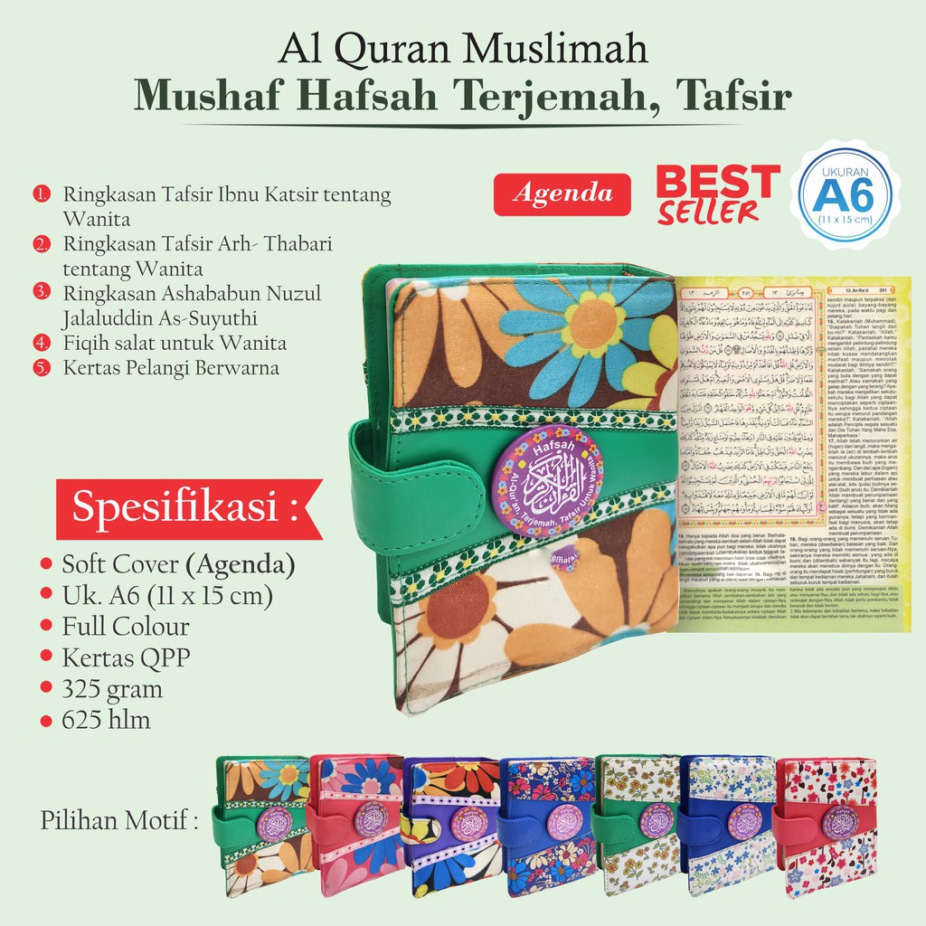 Jual Al Quran saku terjemahan cantik Al Quran beserta arti untuk muslimah shalihah renda shaby bunga