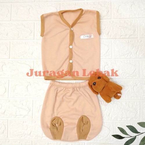 6 pcs Baju Kutung dan Celana Pop, Setelan Baju Bayi Baru Lahir Seri Coklat - Juragan Lebak