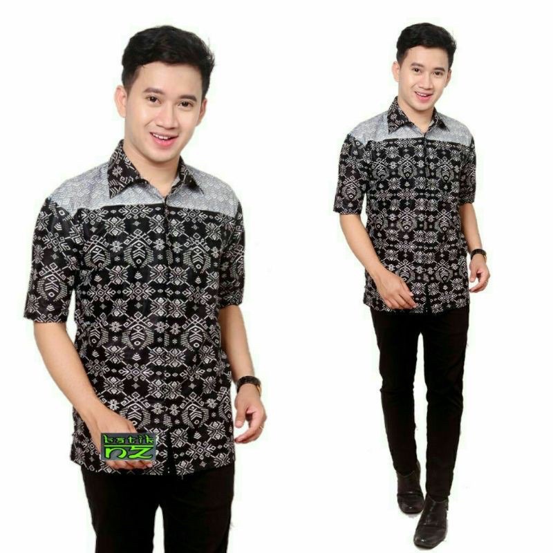 BATIK PRIA BSWART BatiK HRB026 Kenongo Kemeja Pendek Padi Modern