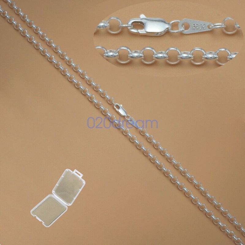 Kalung Rantai Rolo O 3.0MM Bahan Sterling Silver 925 Ukuran 14-30 Inch Dengan Lobster Clasp Untuk Wanita