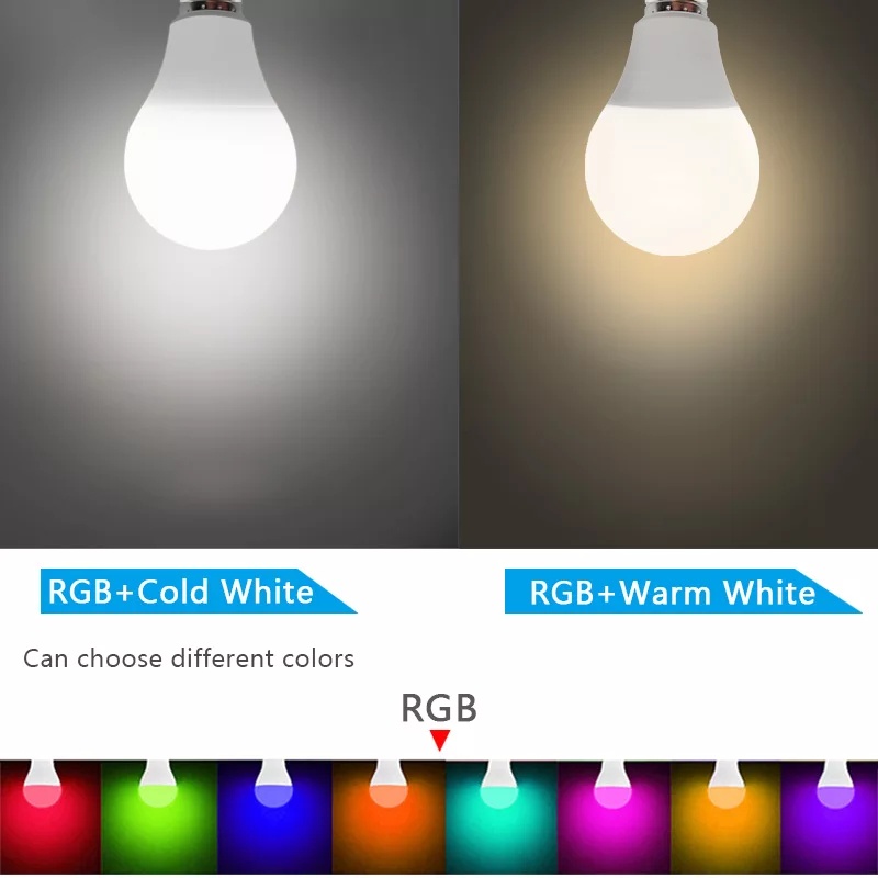 Lampu RGBW 10W LED Bulb E27 RGB Warna warni Bohlam Smarthome 10 Watt Remote IR 7W Hias Tiktok Natal Rgb