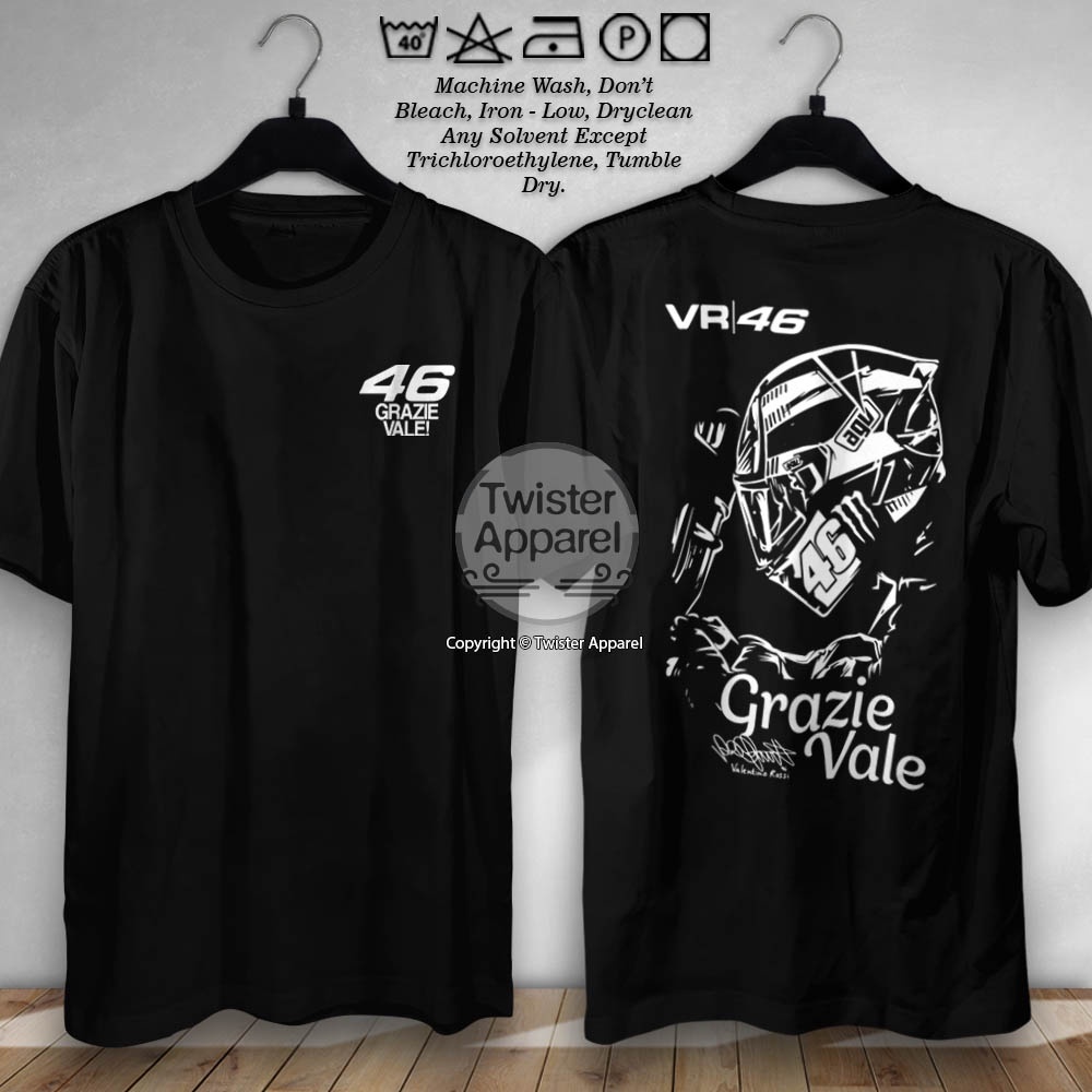 Kaos VR 46 Grazie Vale Moto GP Valentino Rossi Baju Distro Sport Racing MotoGP Cotton Combed 30s - T