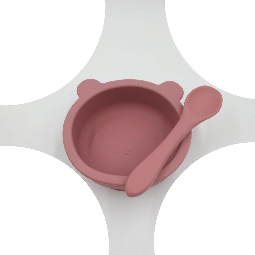 Solighter Piring Anak Sendok Silikon Training Dinner Plate Suction Cup Bowl