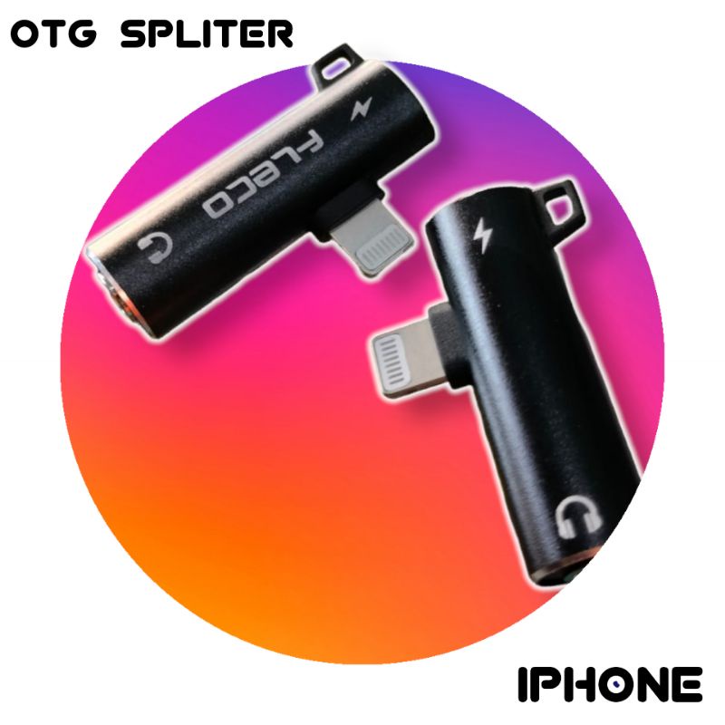 [FLECO] OTG SPLITER iPhone 2in1 Otg Converter iPhone Sambungan Headset + Charger iPhone 6+ 7+ 8+ X XR XS 11 12 13 PROMAX