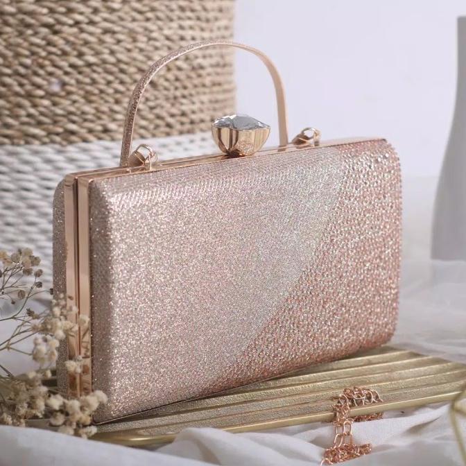 TAS DOMPET CLUTCH BAG PESTA KONDANGAN WANITA MEWAH IMPORT TERBARU 123 - Pink T1