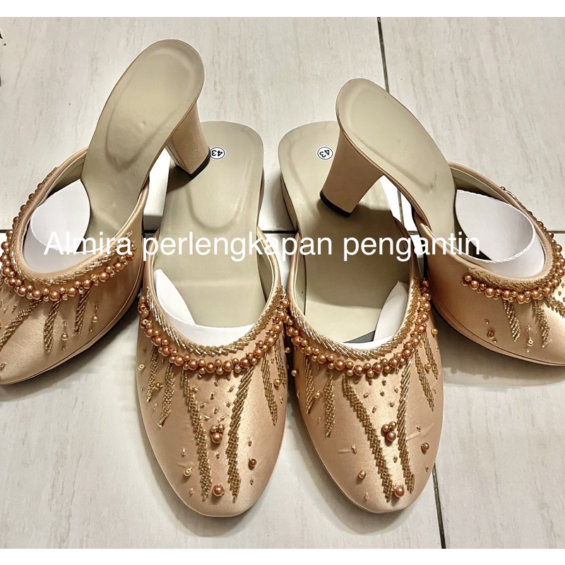 sandal pengantin/selop pengantin parel