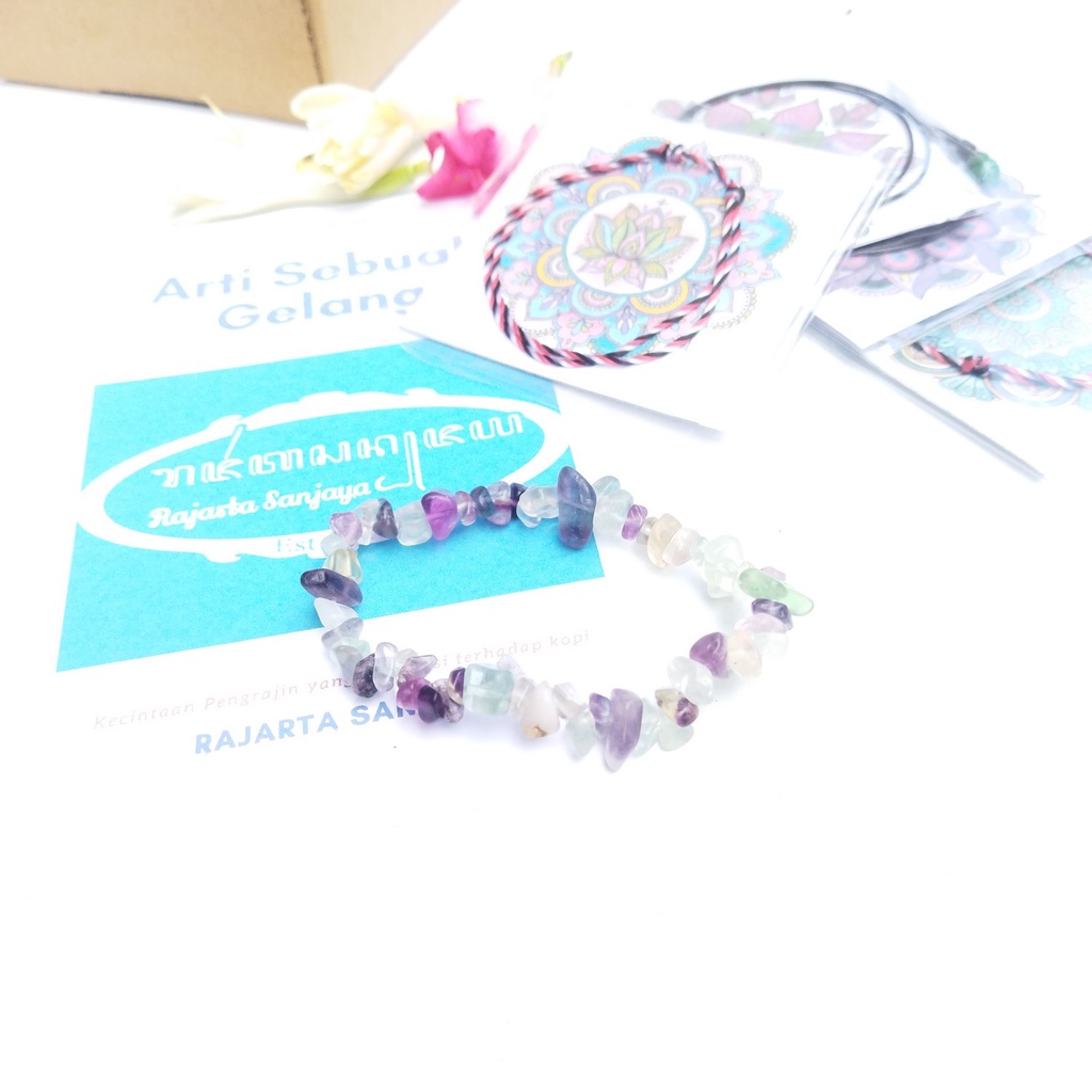 Gelang Batu Kristal Chips Kerikil Alam Fluorite Untuk Konsentrasi