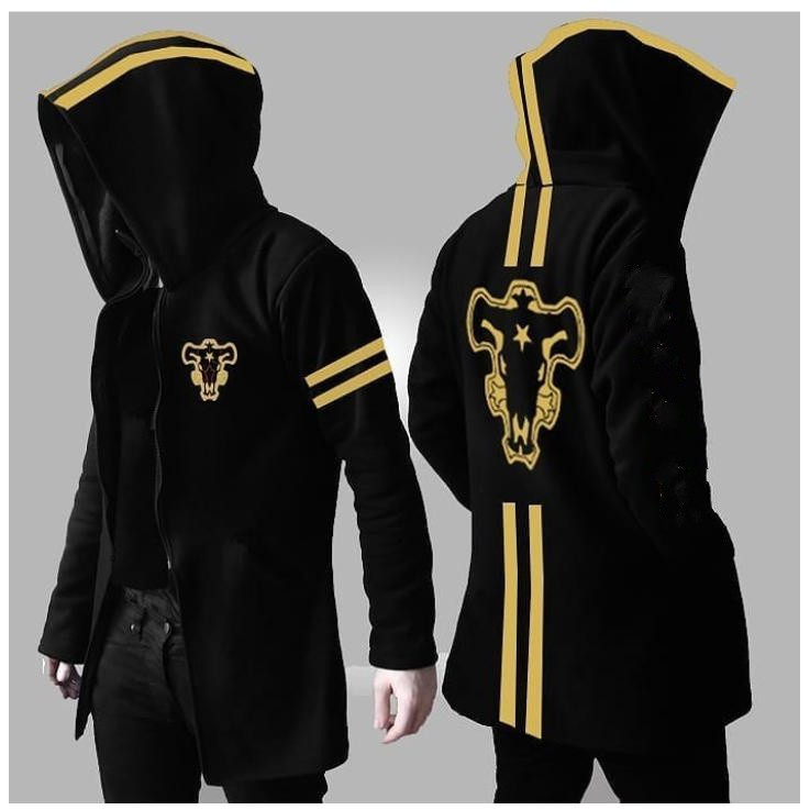 JAKET JUBAH ANIME BLACK CLOVER LOGO ZIPPER HOODIE